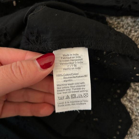 Madewell eyelet peplum blouse, black, size S - Picture 2 of 4